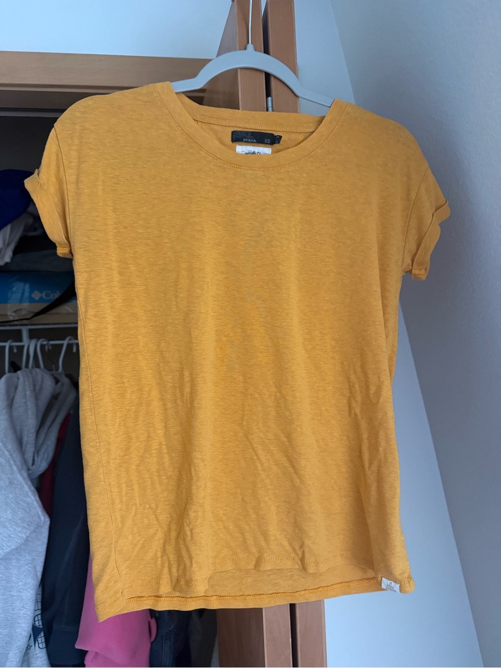 Prana Short Sleeve Tee in Mustard Yellow